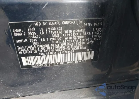 2018 Subaru Outback 2.5I Touring z USA, uszkodzony, nr VIN 4S4BSATC8J3204636